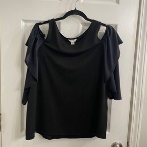 Cato Black Ruffle Flutter Half Sleeve Blouse Size M